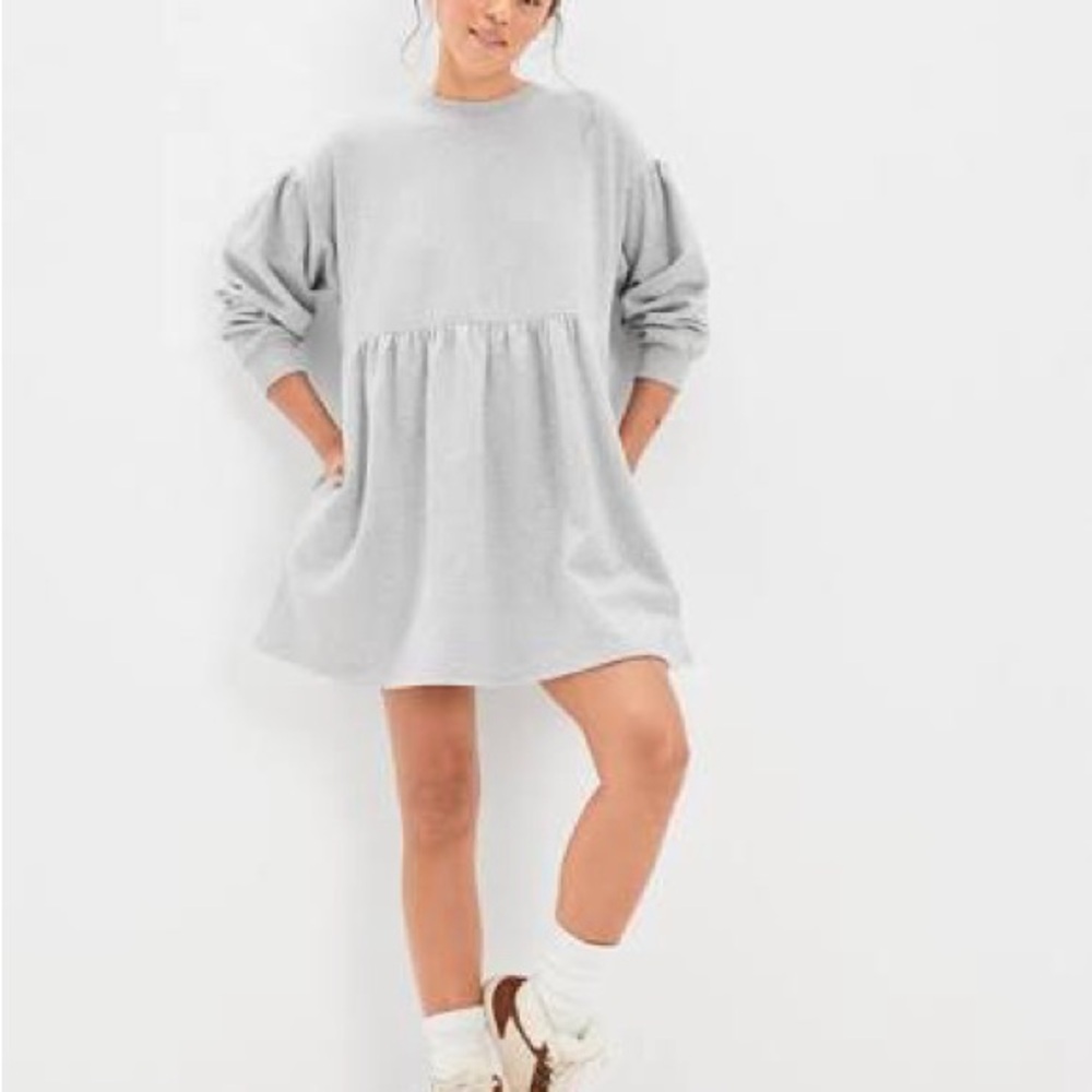 American Eagle Gray Long-Sleeve sweatshirt dress